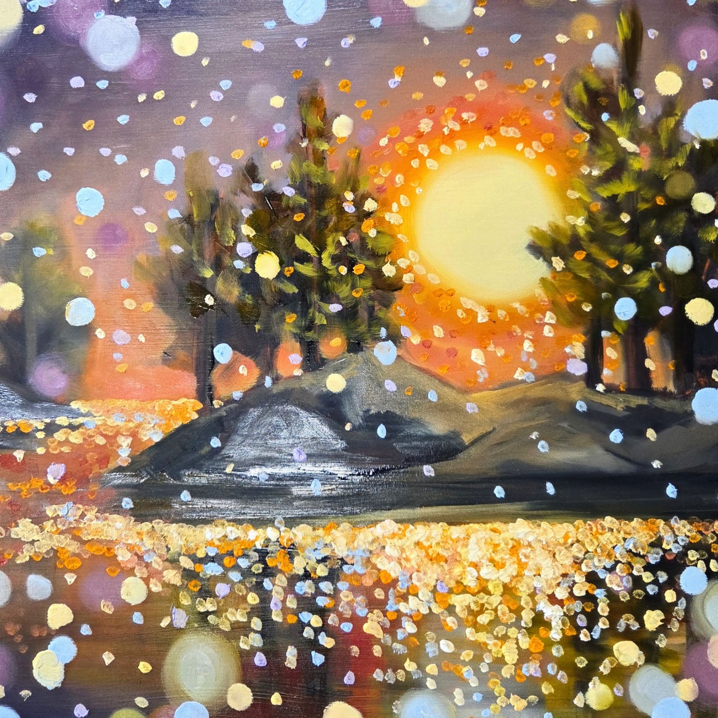 Amanda Christina - Dancing Light Oil on 16 x 16 Gallery Depth Panel