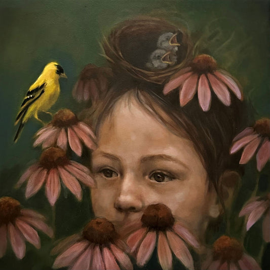 Amanda Immurs - Go Out First And Test The World For Me Oil on 16 x 16 Gallery Canvas