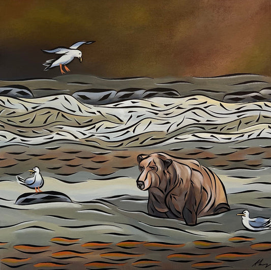 Amanda Maglis-Long - Downstream Dreams Acrylic on 16 x 16 Gallery Depth Canvas