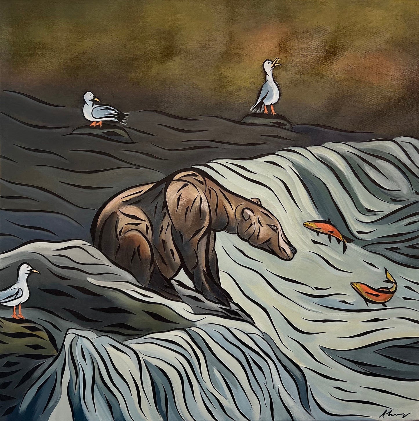 Amanda Maglis-Long - On The Lip Acrylic on 16 x 16 Gallery Depth Canvas