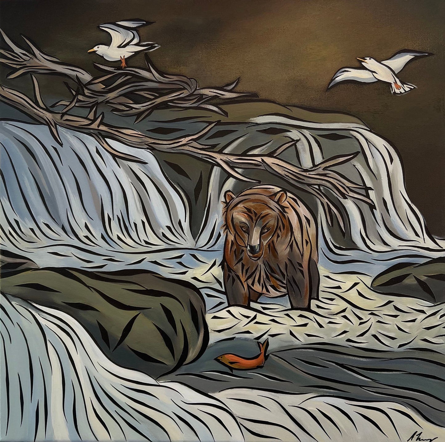 Amanda Maglis-Long - This Is My Pool Acrylic on 16 x 16 Gallery Depth Canvas