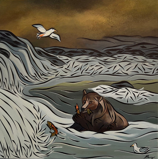 Amanda Maglis-Long - Jacuzzi Time Acrylic on 16 x 16 Gallery Depth Canvas