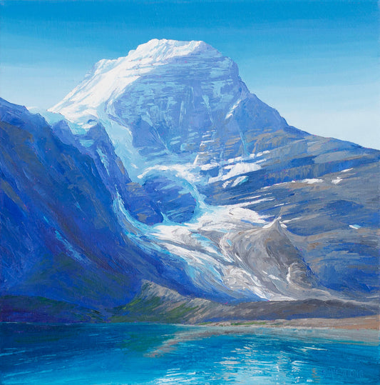 Anne deJong - Berg Lake Oil on 16 x 16 Gallery Depth Canvas