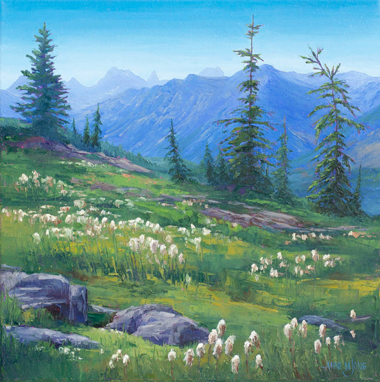 Anne deJong - Sunshine Meadows Oil on 16 x 16 Gallery Depth Canvas