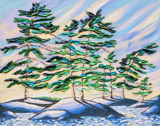 Ashley Toner - Serene Shoreline Oil and Acrylic on 16 x 20 Gallery Depth Canvas