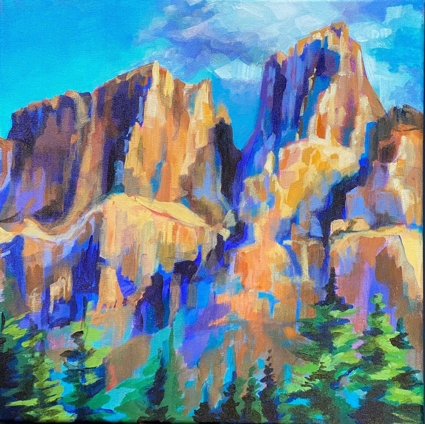 Brandie Cormier - Castle Morning Acrylic on 16 x 16 Gallery Depth Canvas