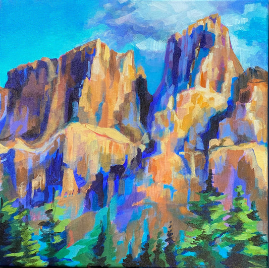 Brandie Cormier - Castle Morning Acrylic on 16 x 16 Gallery Depth Canvas