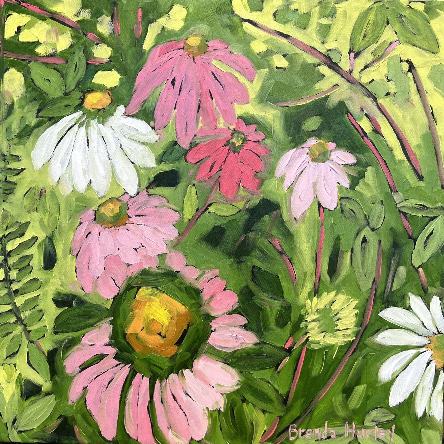Brenda Hurley - Autumn Garden III Oil on 16 x 16 Gallery Depth Canvas