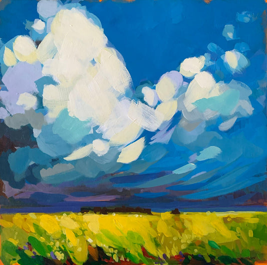 Catherine Stevenson Hockenhull - Prairie Winds Acrylic on 16 x 16 Gallery Depth Cradled Board