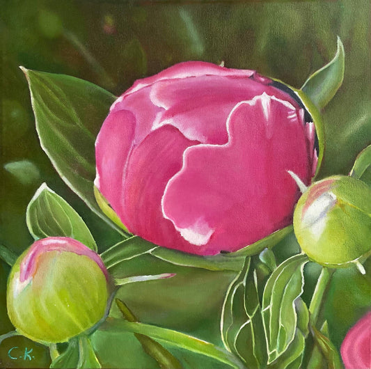 Christiane Kingsley - Happy Together Oil on 16 x 16 Gallery Depth Canvas