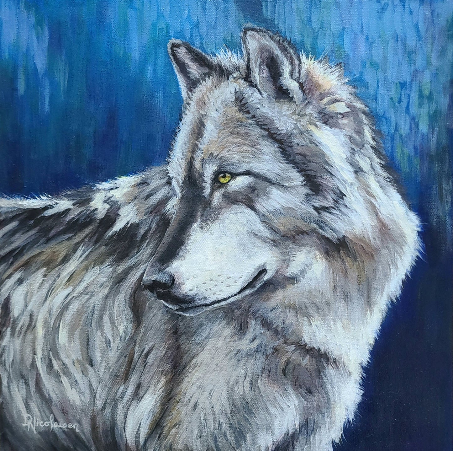 Deb Nicolaisen - Quiet Contemplation Acrylic on 16 x 16 Gallery Depth Canvas