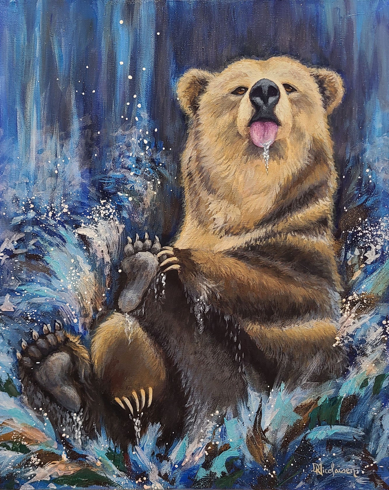 Deb Nicolaisen - Wet and Wild Acrylic on 16 x 20 Gallery Wrapped Canvas