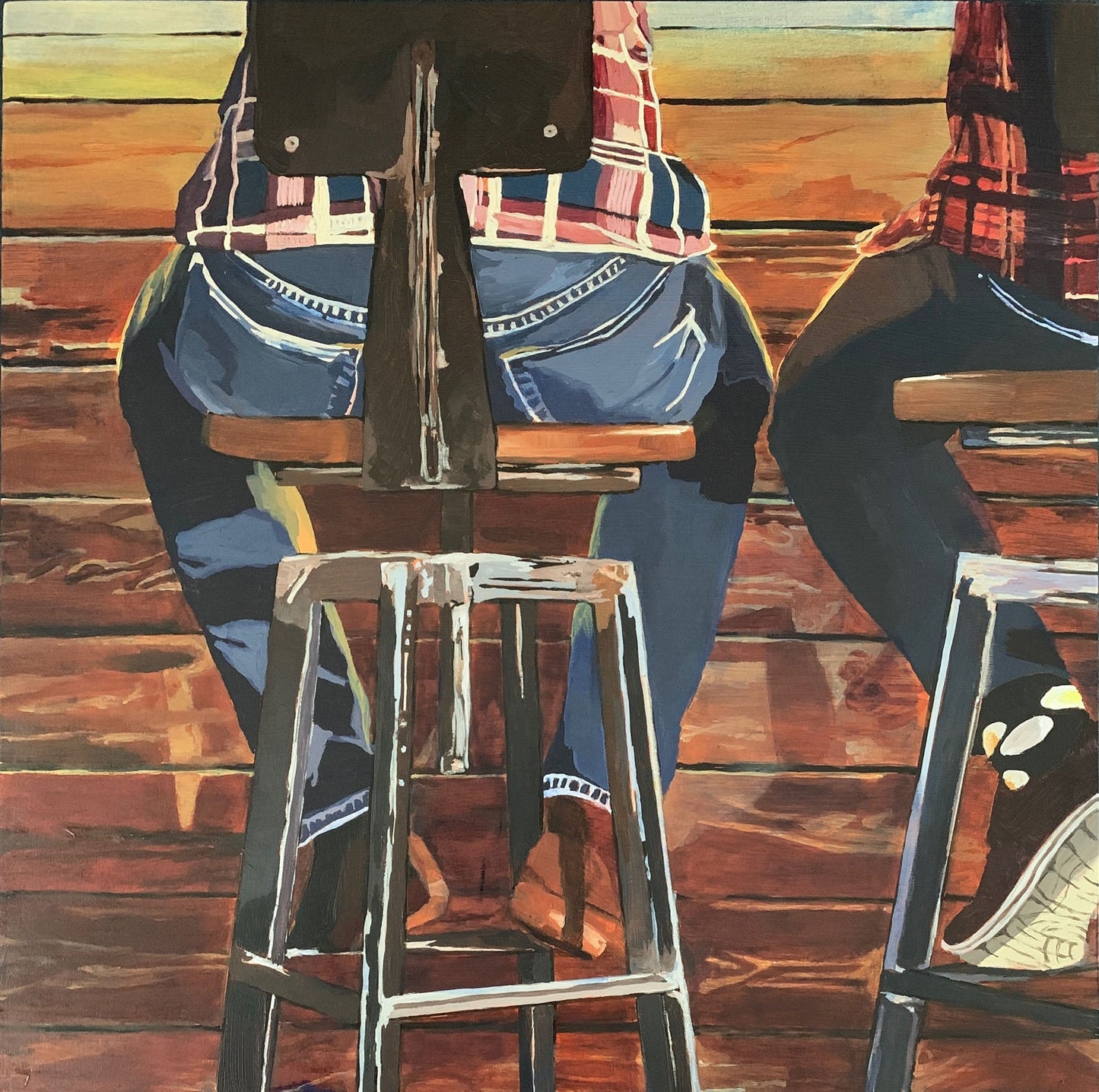 Donna Garner - Neighbourhood Pub Acrylic on 16 x 16 Cradled Birch