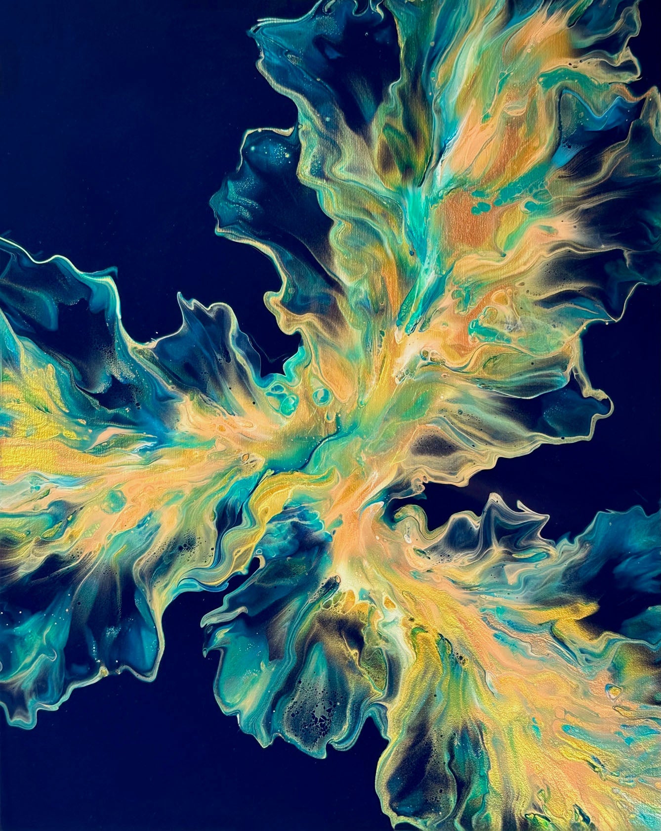 Ellice Yang - Golden Silhouette Acyrlic and Resin on 16 x 20 Gallery Depth Wood Panel