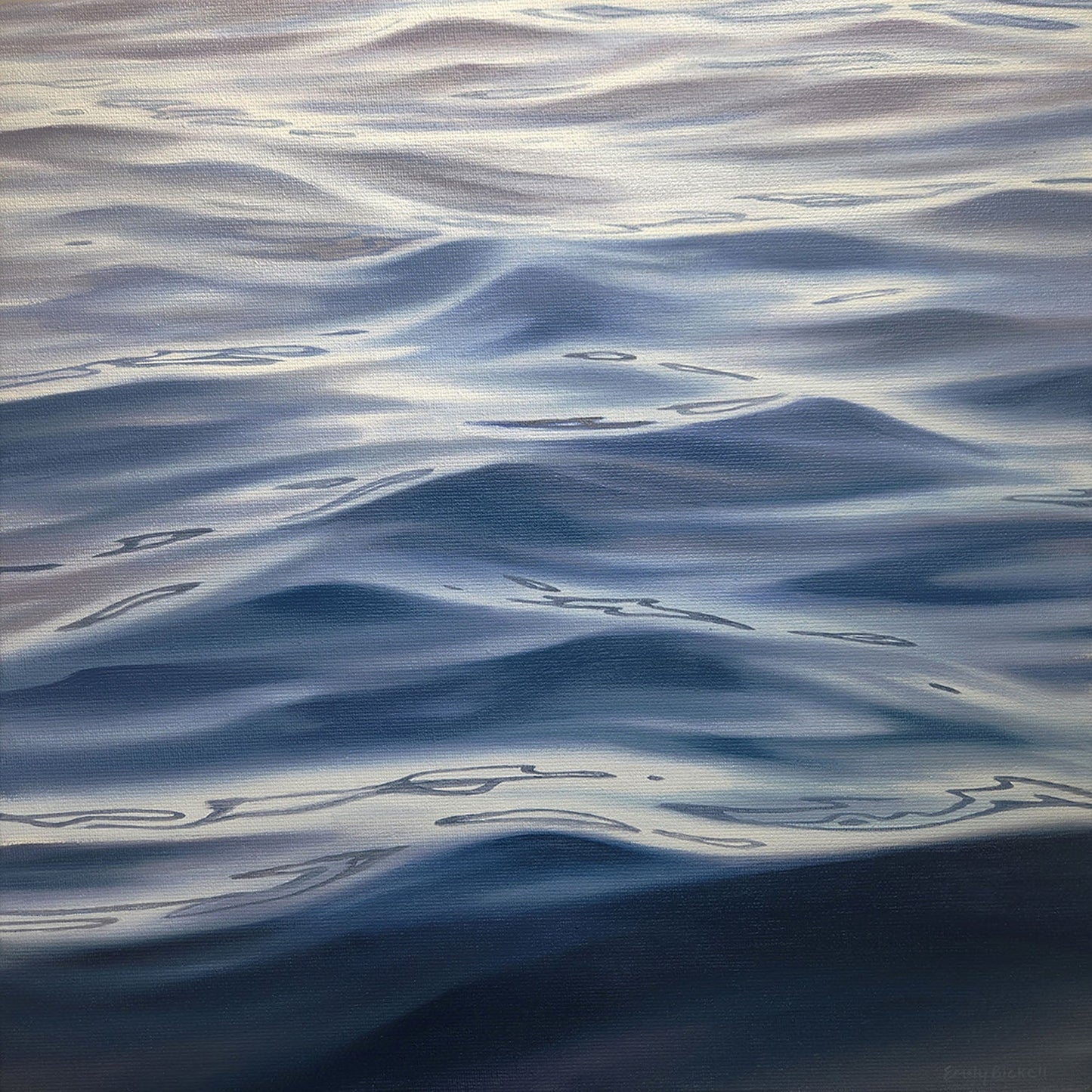 Emily Bickell - The Weight Of Blue Oil on 16 x 16 Canvas