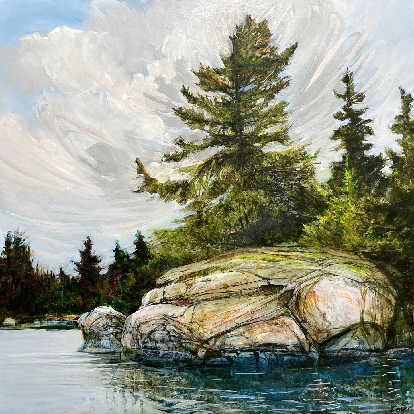 Jennifer Caie - Basking Acrylic on 16 x 16 Gallery Wood Panel