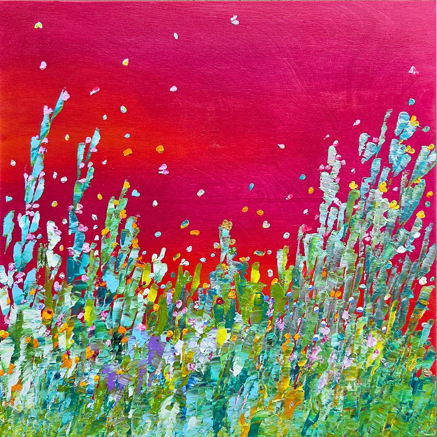 Kate Taylor - The Garden Glows Acrylic on 16 x 16 Gallery Depth Stained Baltic Birch Panel