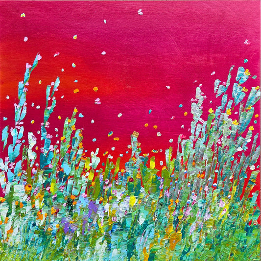 Kate Taylor - The Garden Glows Acrylic on 16 x 16 Gallery Depth Stained Baltic Birch Panel