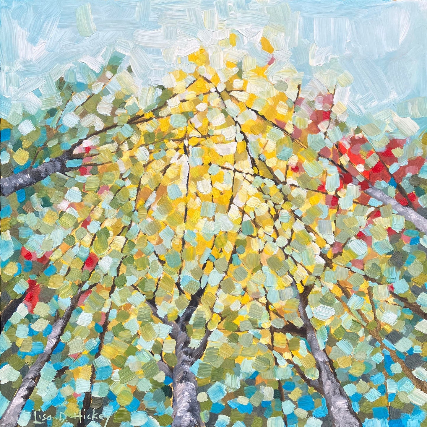 Lisa Hickey - Autumn Glow Oil on 16 x 16 Gallery Depth Canvas