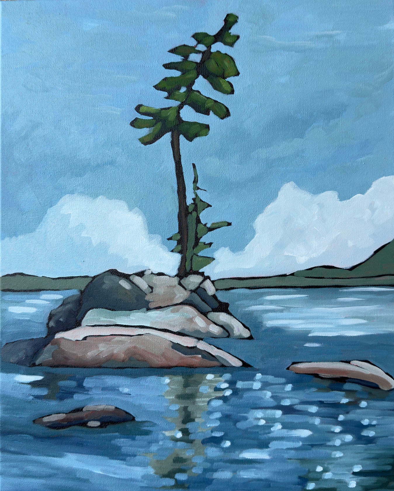 Lynda Flanagan - One Tree Island Acrylic on 16 x 20 Canvas