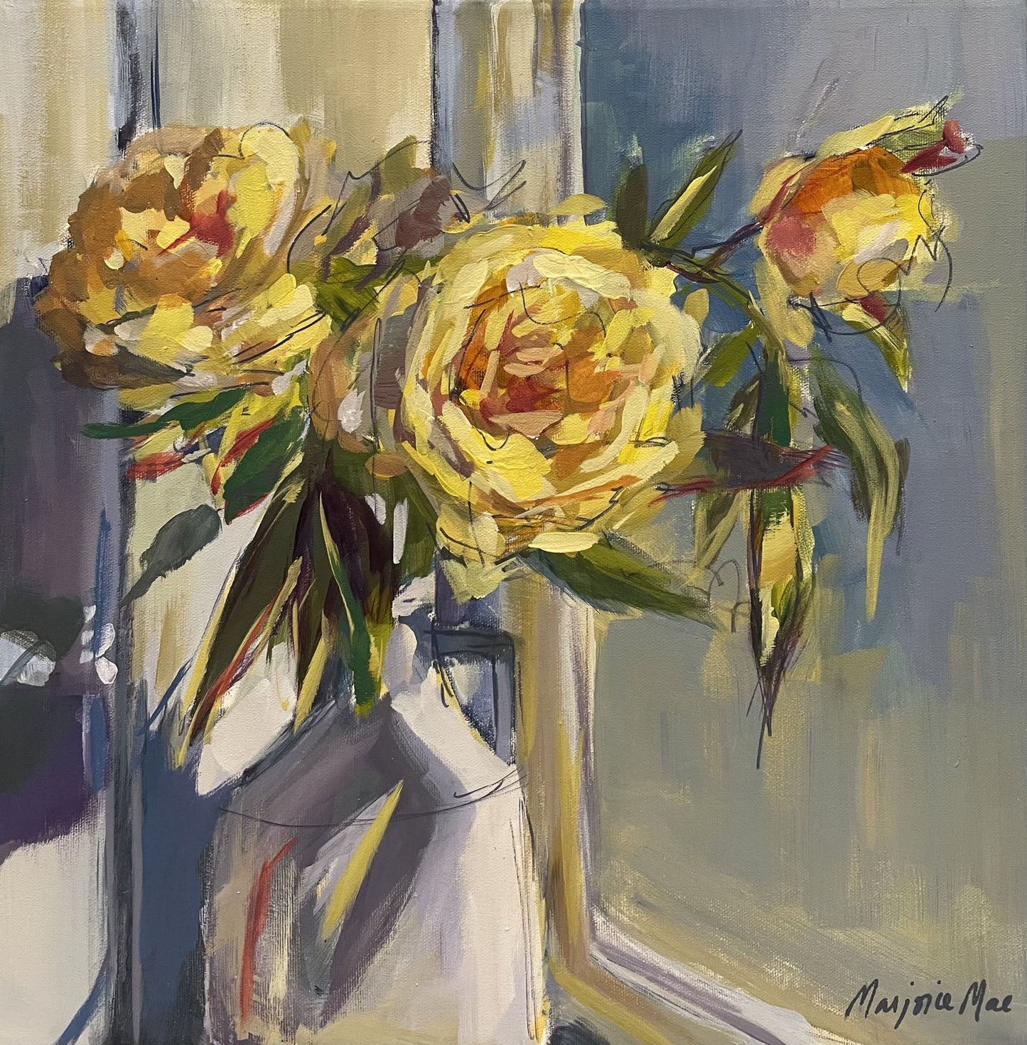 Marjorie Mae Broadhead - Always Makes Me Smile Acrylic on 16 x 16 Gallery Depth Canvas