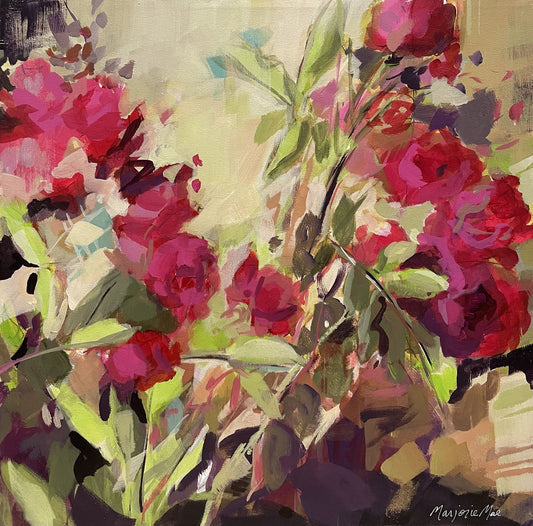 Marjorie Mae Broadhead - Thinking About You Acrylic on 16 x 16  Gallery Depth Canvas