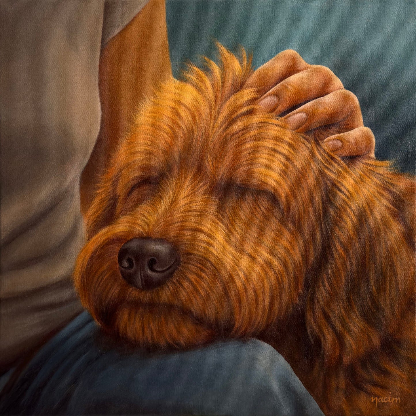 Nacim Ruintan-Tehrani - Safe With You Acrylic on 16 x 16 Gallery Depth Canvas