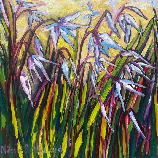 Nicole Sutherland - Garden Glads Oil  16 x 16 Gallery Wrapped Canvas