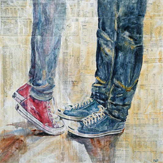 Pam Ferworn - Pair Mixed Media on  16 x 16 Gallery Depth Panel