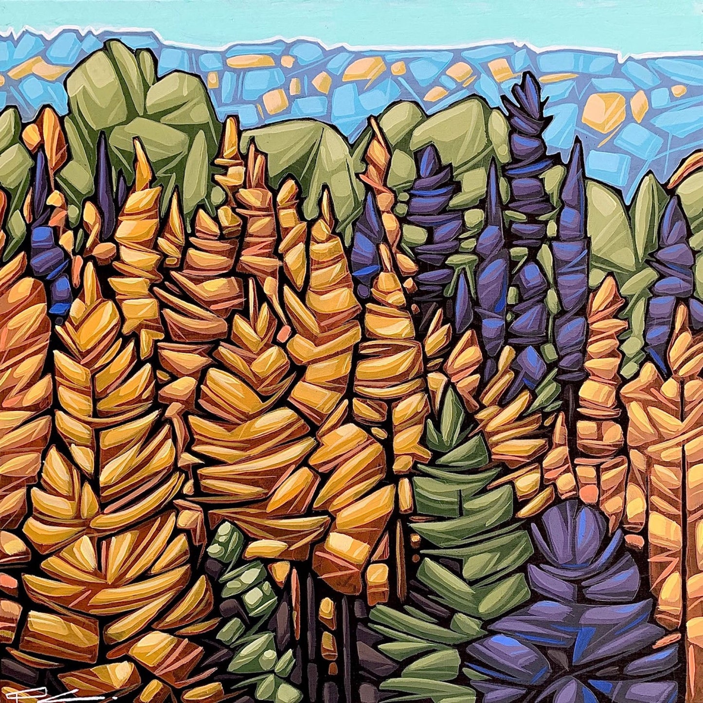 Paul Jacob Chapman - Tamarack Hill Acrylic on  16 x 16 Gallery Panel