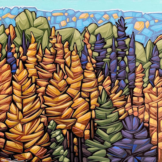 Paul Jacob Chapman - Tamarack Hill Acrylic on  16 x 16 Gallery Panel