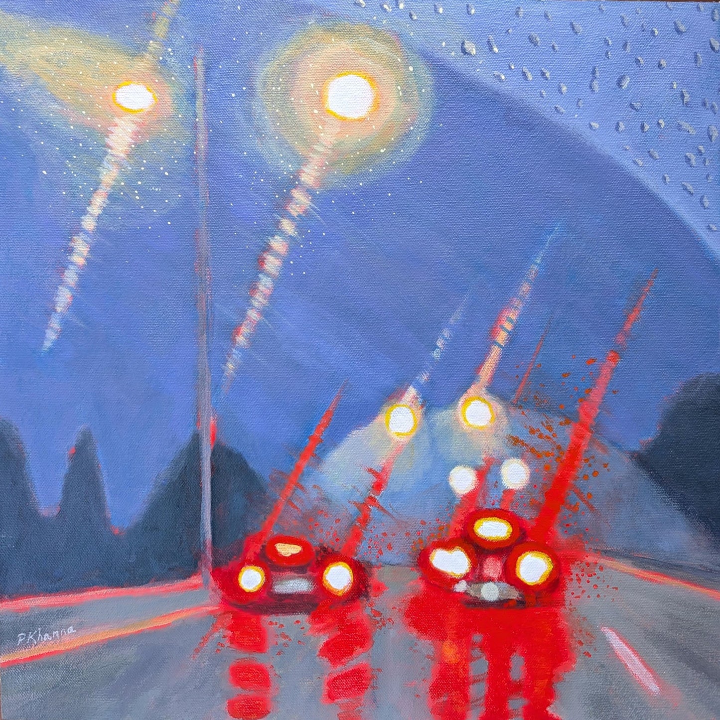 Poonam Khanna - The Road Home Acrylic on 16 x 16 Canvas on Gallery Depth Wood Panel
