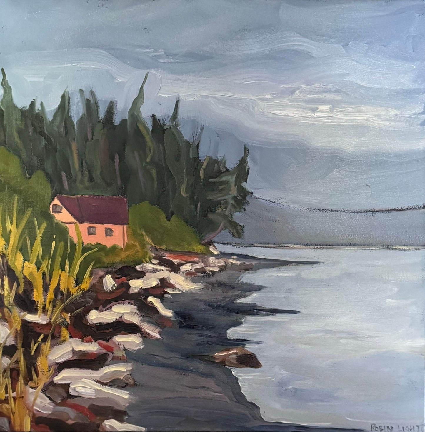 Robin Light - Sointula Lookout Oil on  16 x 16 Gallery Canvas