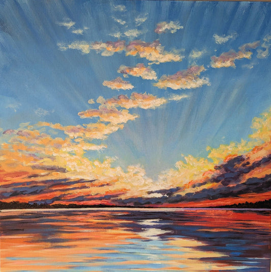Rosalyn Insley - Sun Gilded Clouds Acrylic on  16 x 16 Gallery Depth Canvas