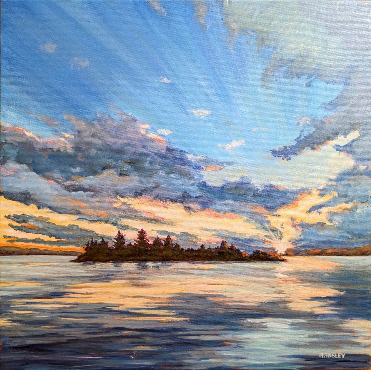 Rosalyn Insley - Afterglow Acrylic on  16 x 16 Gallery Depth Canvas