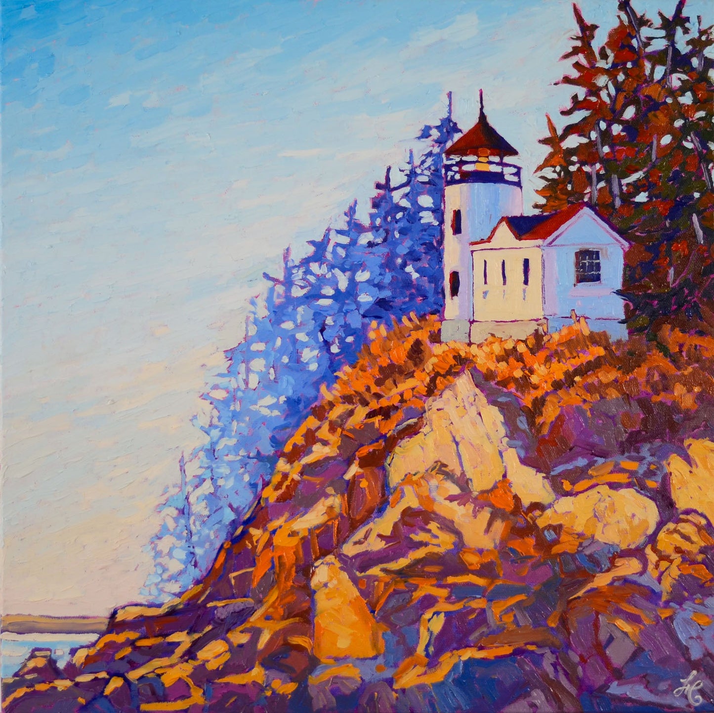 Sarah Hayek - Ship Herder Oil on  16 x 16  Gallery Depth Canvas