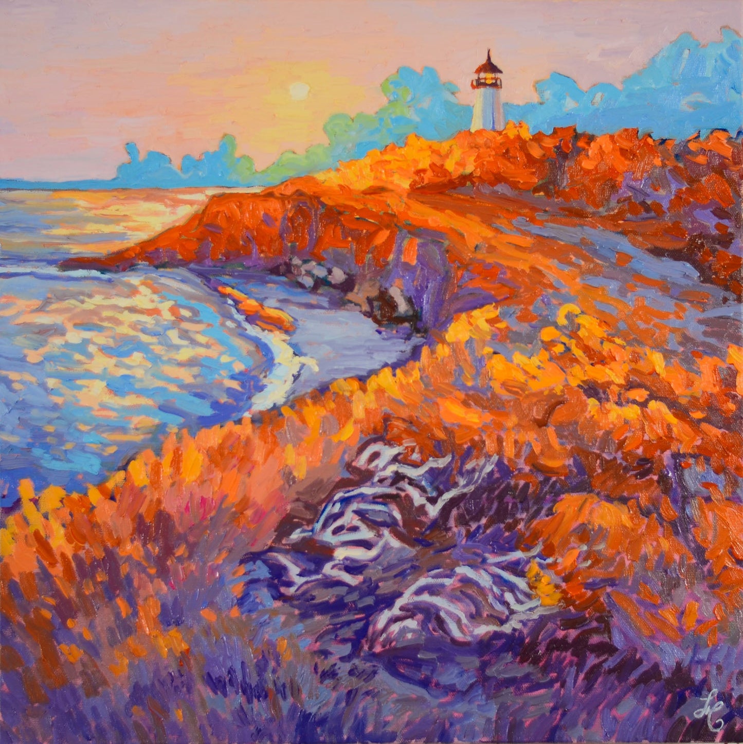 Sarah Hayek - Stranger and The Sun Oil on  16 x 16 Gallery Depth Canvas