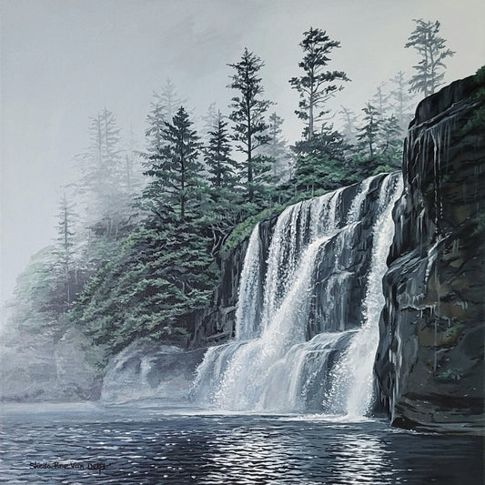 Sheila Rae Van Delft - At the Falls Acrylic on 16 x 16 Deep Canvas