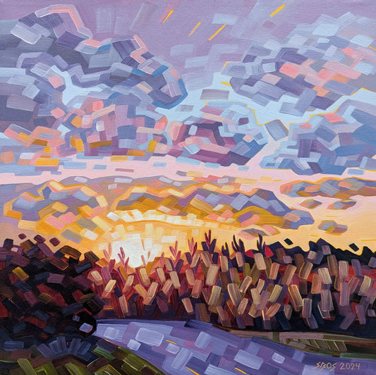 Simone Bos - Sunset Before Harvest Acrylic on 16 x 16 Gallery Depth Canvas