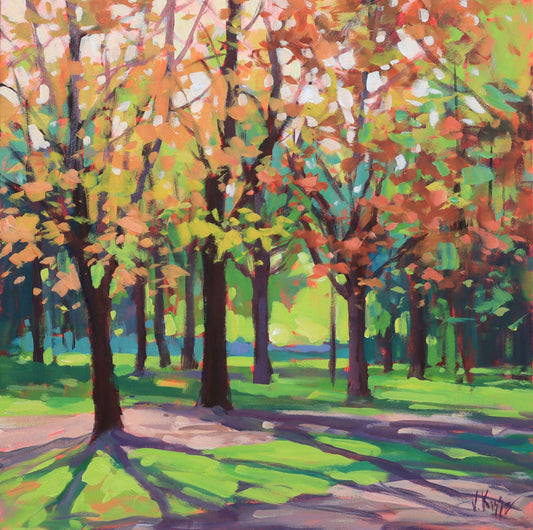 Vera Kisseleva - April Light in The Park  Acrylic on 16 x 16 Gallery Canvas