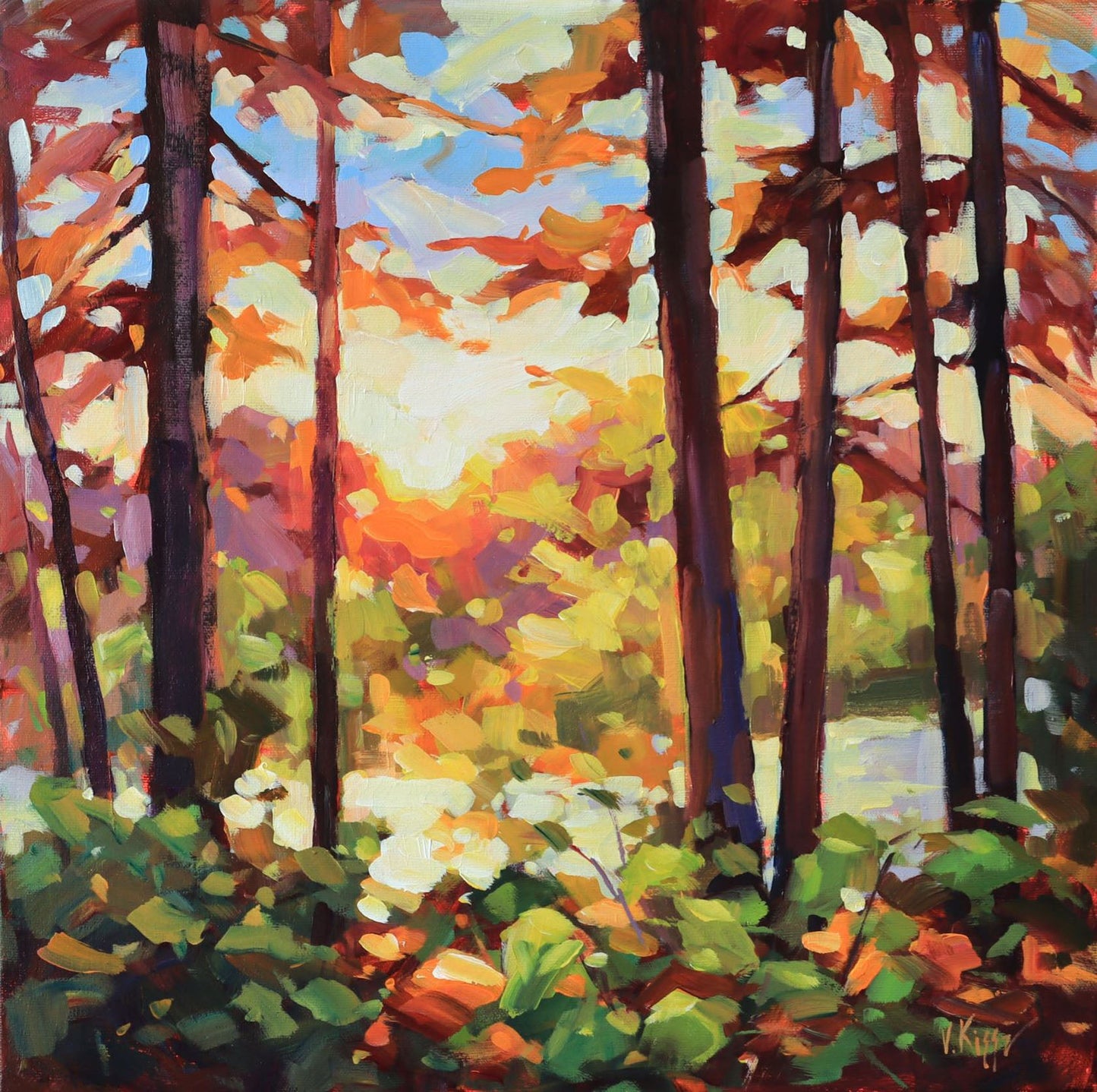 Vera Kisseleva - Embrace of Light 16 x 16  Acrylic on Gallery Canvas